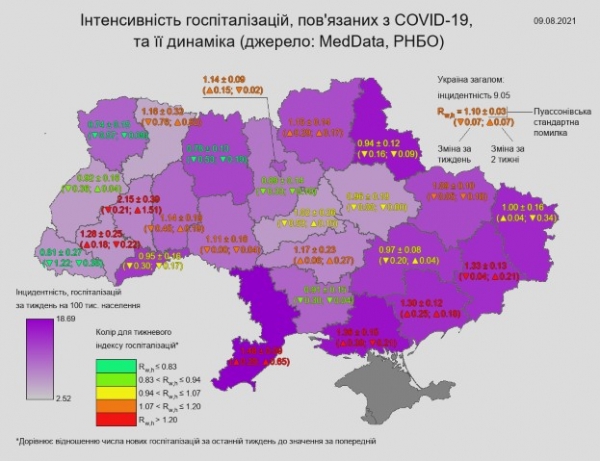 COVID-19: Херсонская область лидирует по темпам заболеваемости, а Одесская — по госпитализациям