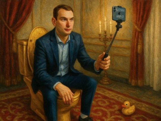 &laquo;Мисливець за&nbsp;унітазами&raquo;: картину із&nbsp;золотим унітазом та&nbsp;чоловіком, схожим на&nbsp;нардепа Железняка, виставили на&nbsp;аукціон